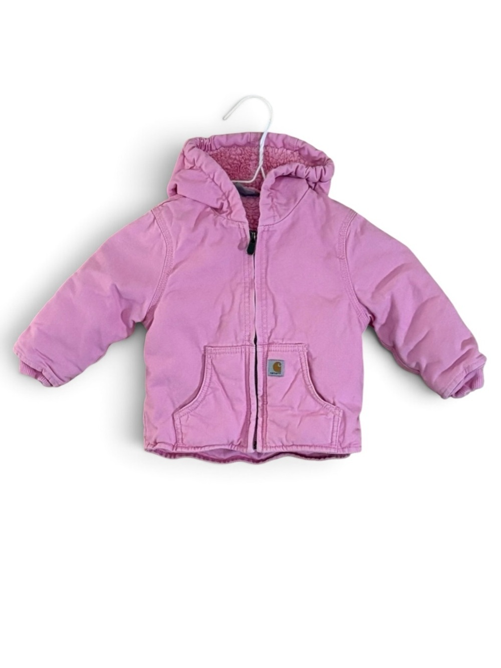 Carhartt Baby Soft Pink Sherpa Lined Duck Canvas Hooded Winter Jacket